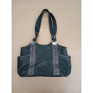 Brighton Black Soft Leather Purse Handbag Silver Accents Classic Preppy